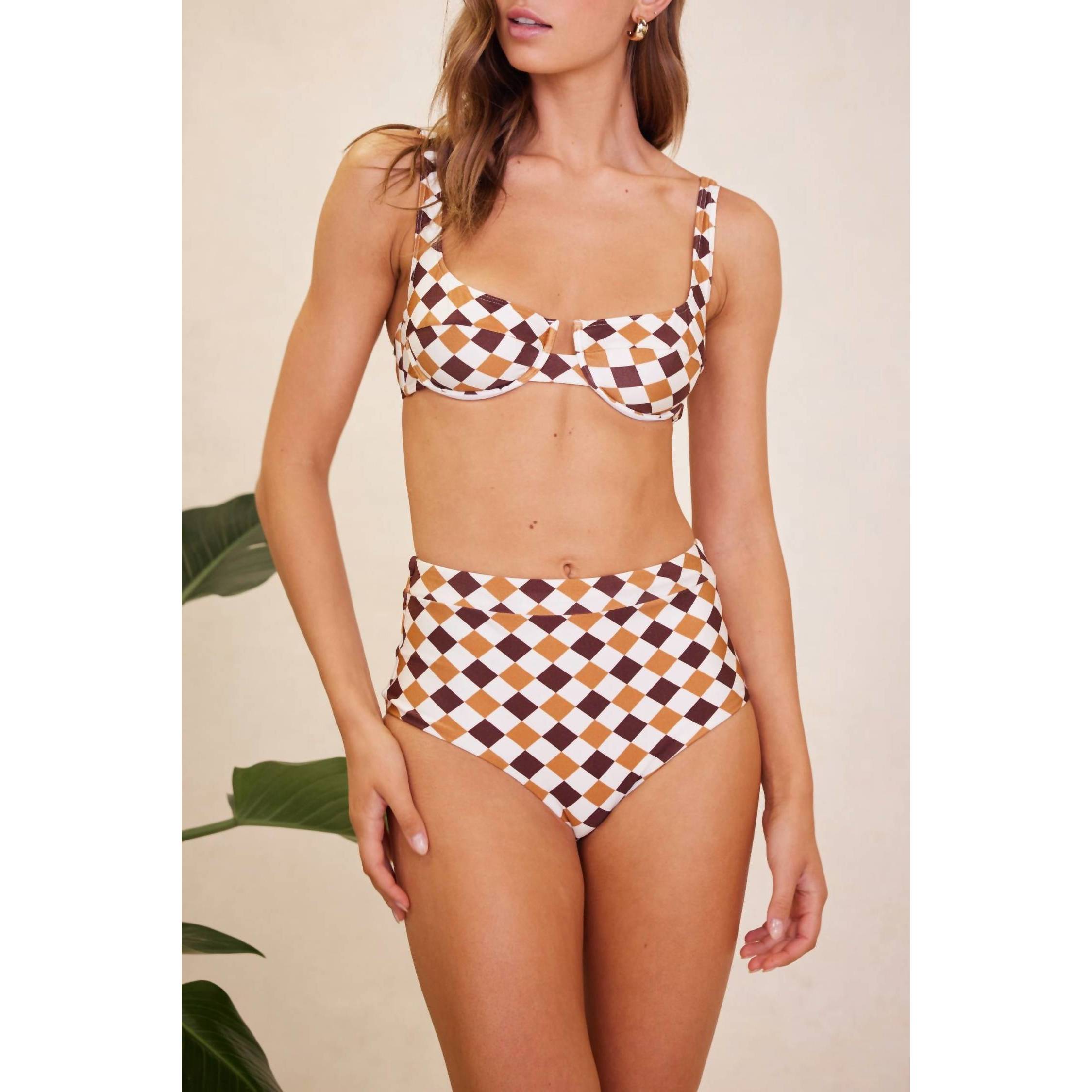 New Minkpink Penne Bikini Bottom In Check